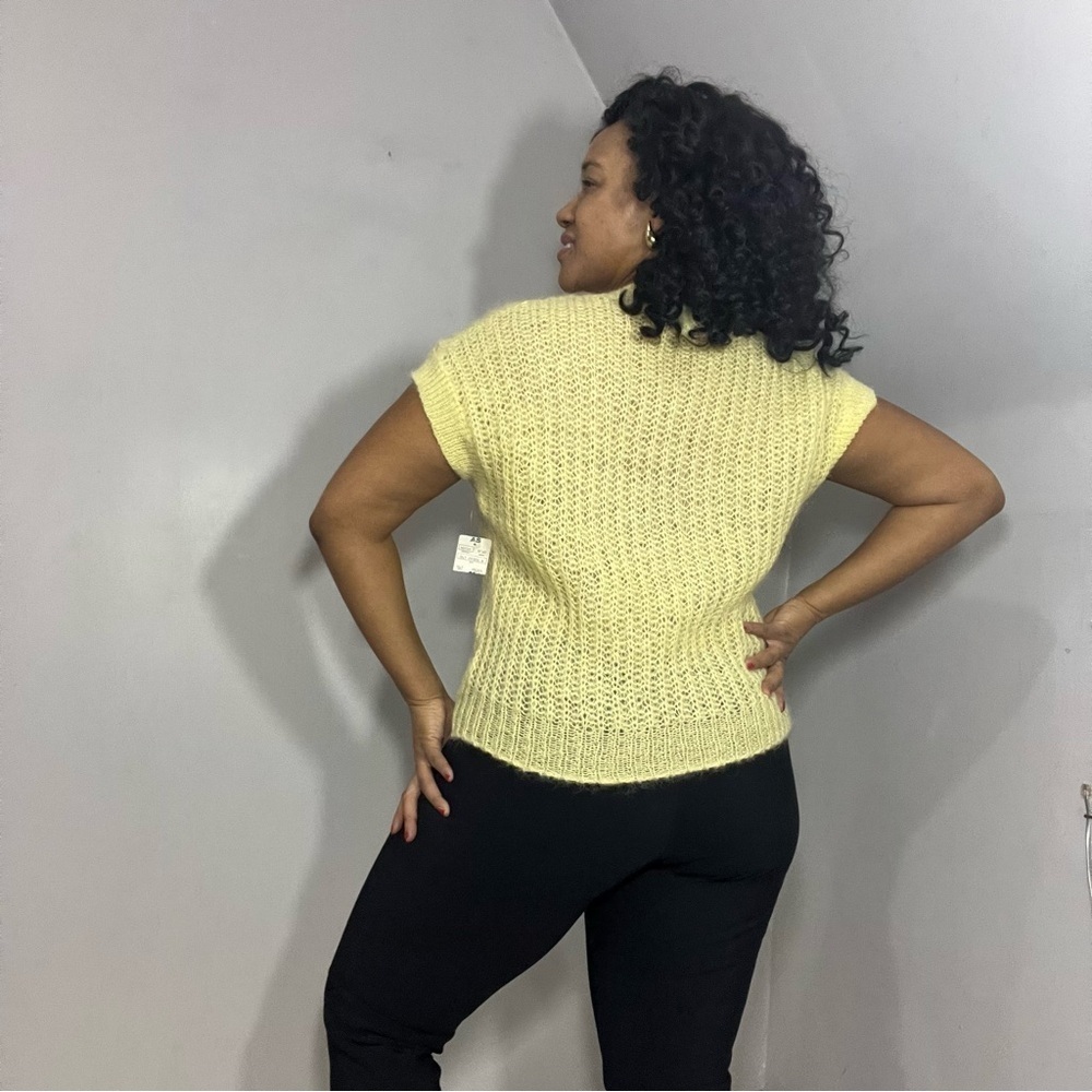 NWT Vintage butter yellow knit sweater vest mohair wool whimsical kawaii pastel - Picture 4 of 12